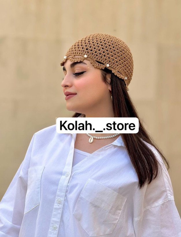 کلاه قلاب بافی مرواریدی
